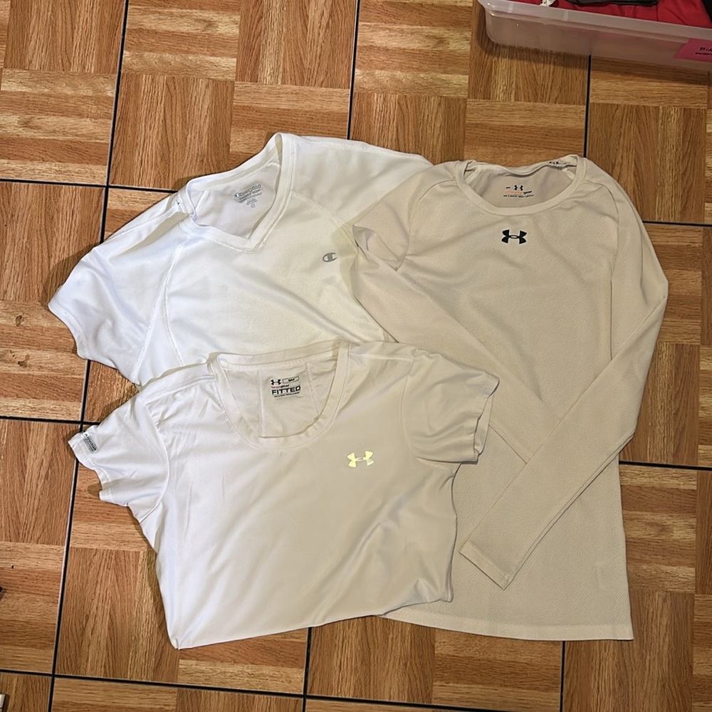 Set of 3 Under Armour and Champion Shirts